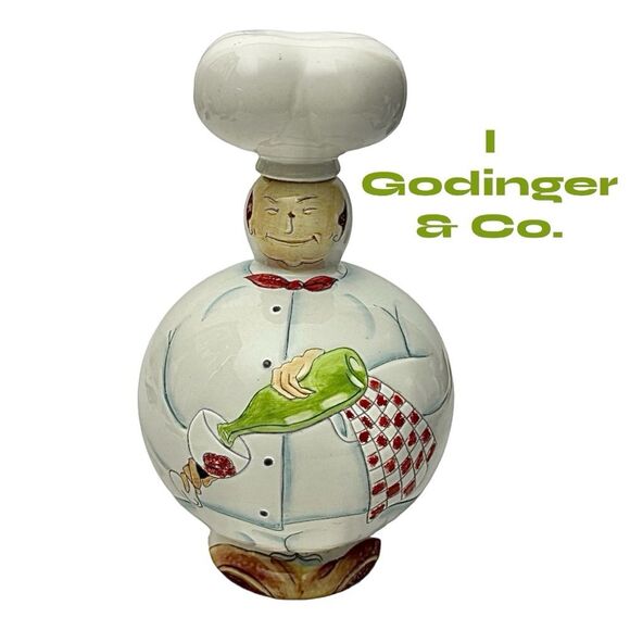 I Godinger & Co. Ceramic FAT CHEF Wine Server 7" Oil Bottle Pre-Owned - Picture 1 of 5